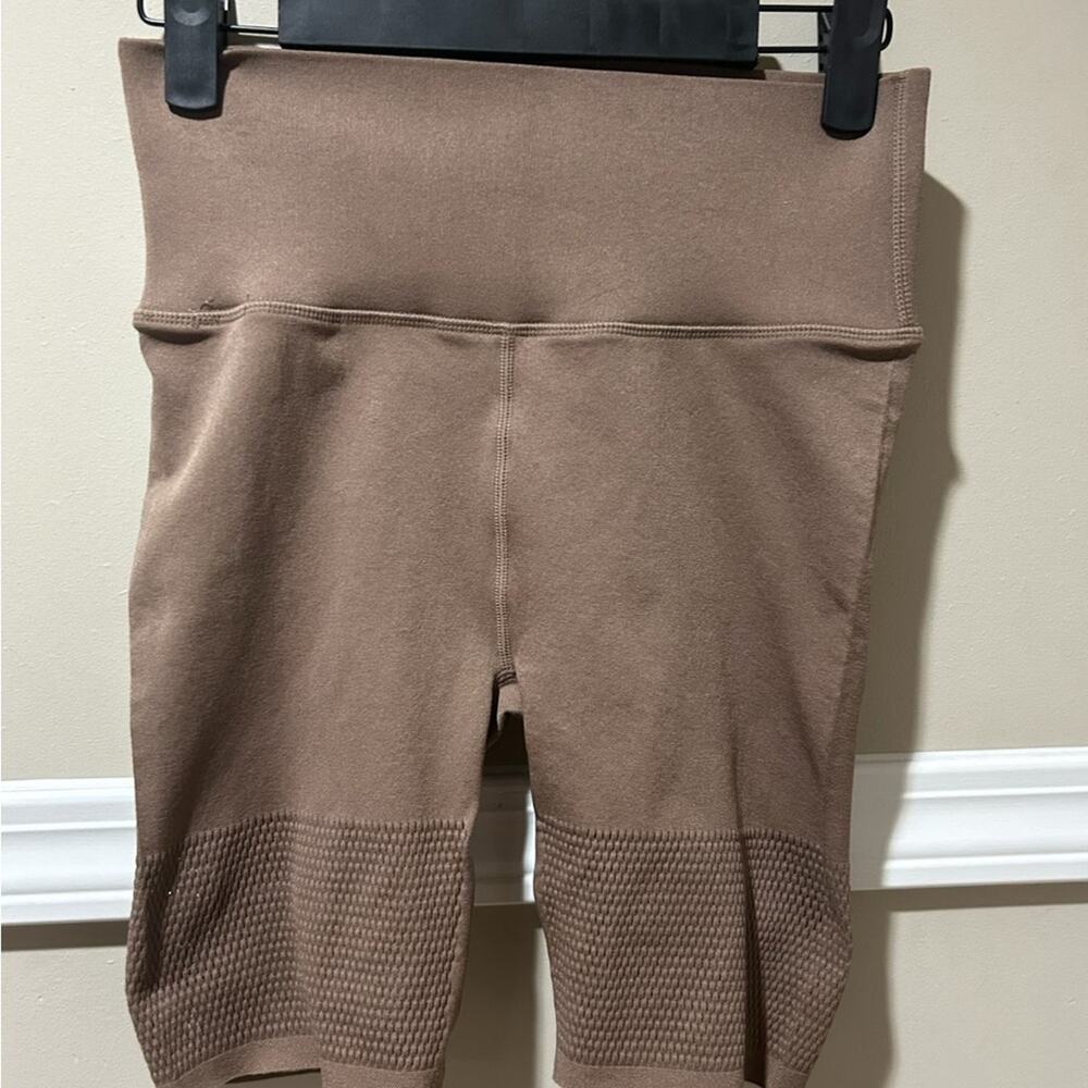 Fabletics Brown Bike Shorts with High-Rise Waistband